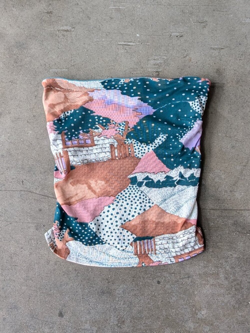 Girl of the Earth Upcycled Fabric Strapless Smocked Tube Top small